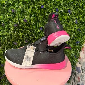 adidas Black and Hot Pink Slip-On Athletic Sneakers
